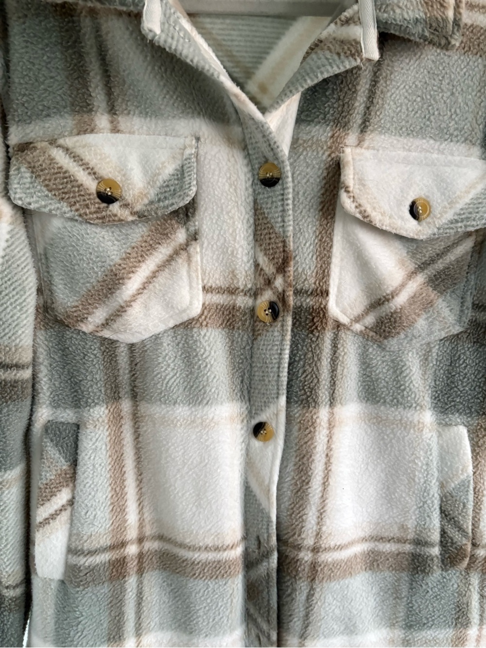 Altar'd State Cream, Sage & Taupe Plaid Shacket - Picture 4 of 7